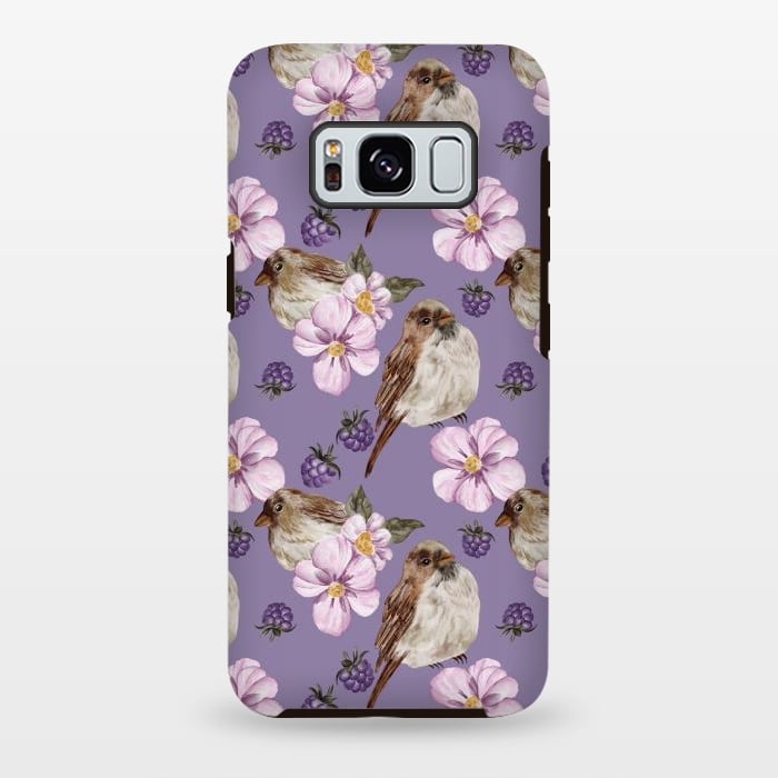 Galaxy S8 plus StrongFit Lovely birds, dark purple by Flowery Stories