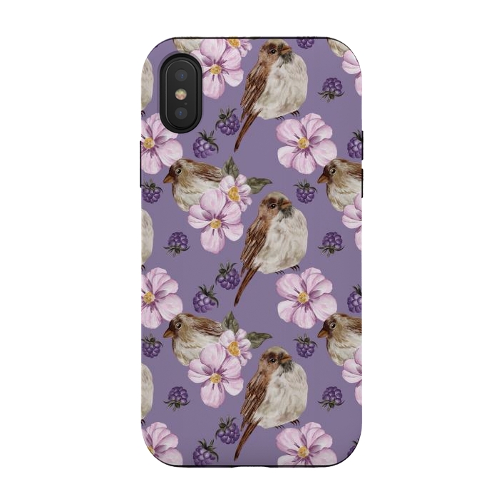 iPhone Xs / X StrongFit Lovely birds, dark purple by Flowery Stories