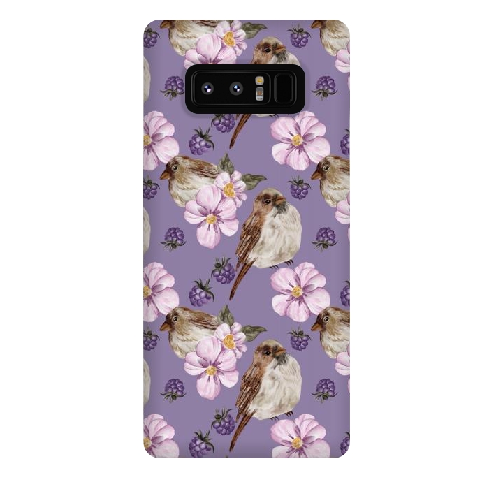 Galaxy Note 8 StrongFit Lovely birds, dark purple by Flowery Stories