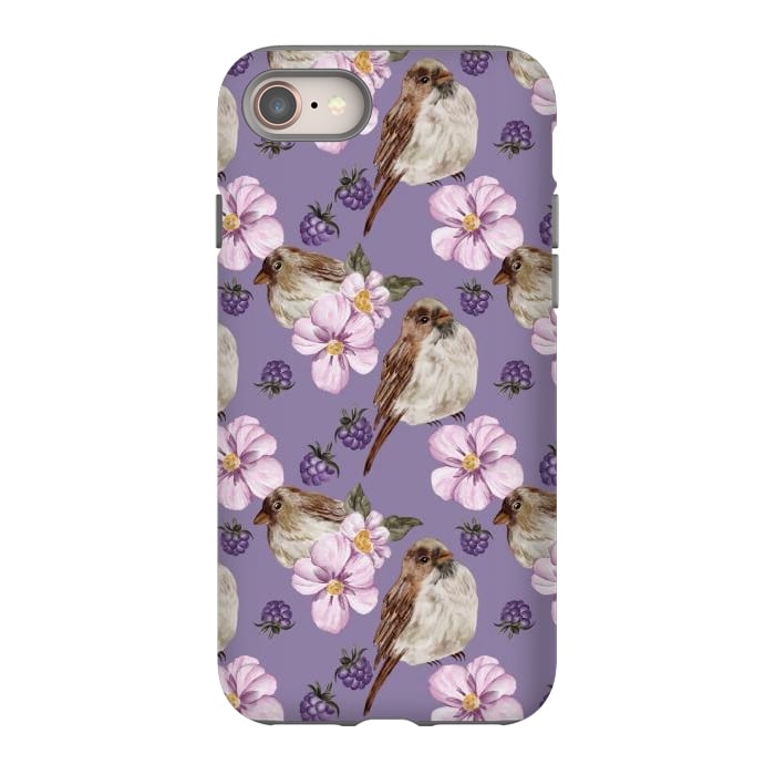 iPhone 8 StrongFit Lovely birds, dark purple by Flowery Stories