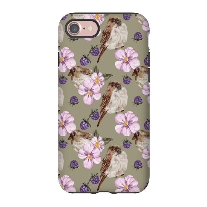 iPhone 7 StrongFit Lovely birds, green by Flowery Stories