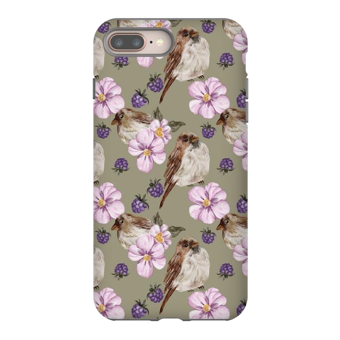 iPhone 7 plus StrongFit Lovely birds, green by Flowery Stories