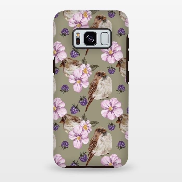 Galaxy S8 plus StrongFit Lovely birds, green by Flowery Stories