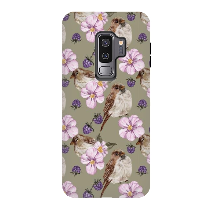 Galaxy S9 plus StrongFit Lovely birds, green by Flowery Stories