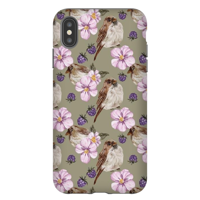 iPhone Xs Max StrongFit Lovely birds, green by Flowery Stories