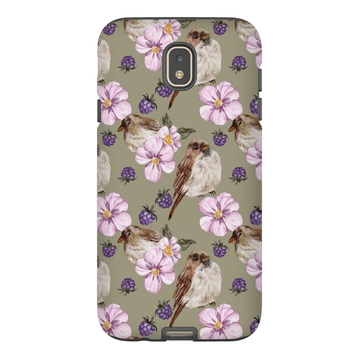 Galaxy J7 StrongFit Lovely birds, green by Flowery Stories