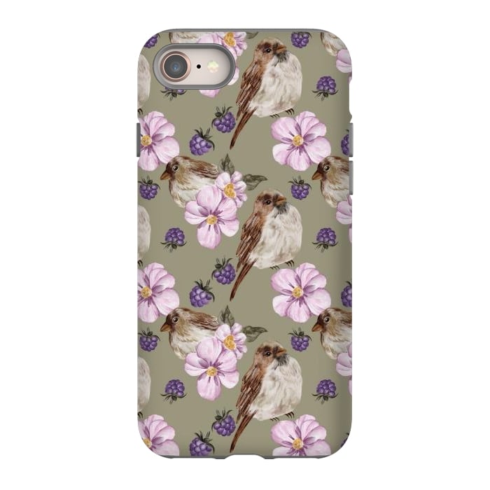 iPhone SE StrongFit Lovely birds, green by Flowery Stories