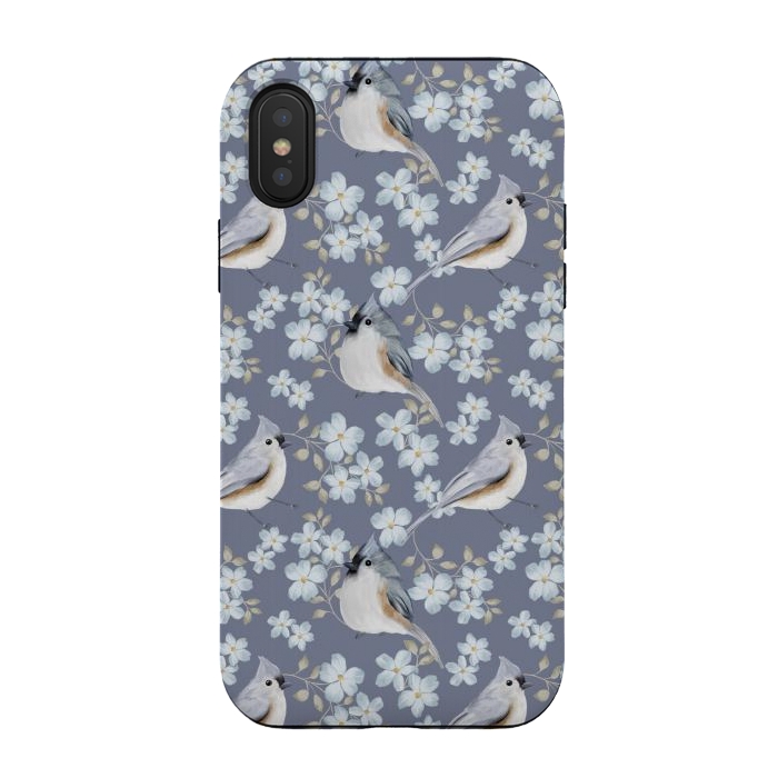 iPhone Xs / X StrongFit Tufted titmouse by Flowery Stories