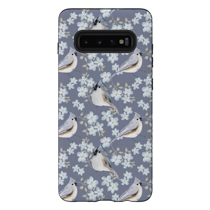 Galaxy S10 plus StrongFit Tufted titmouse by Flowery Stories