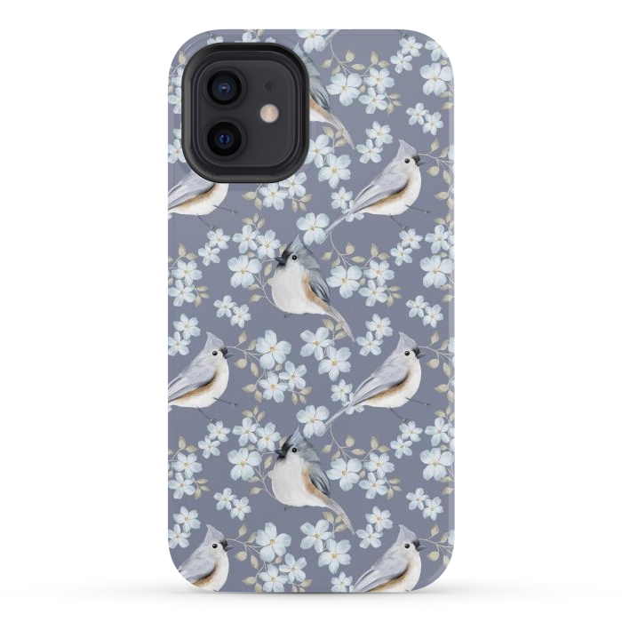 iPhone 12 StrongFit Tufted titmouse by Flowery Stories