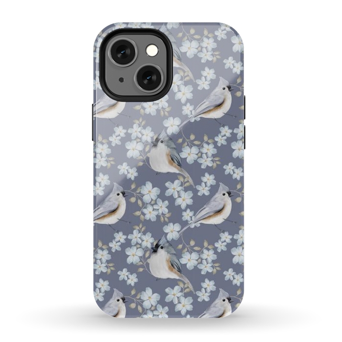 iPhone 13 mini StrongFit Tufted titmouse by Flowery Stories