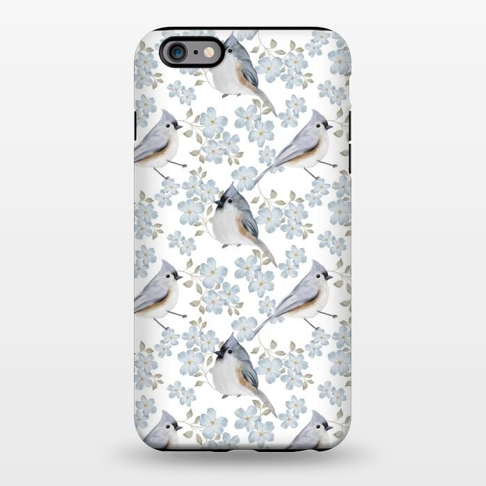 iPhone 6/6s plus StrongFit tufted titmouse, white by Flowery Stories