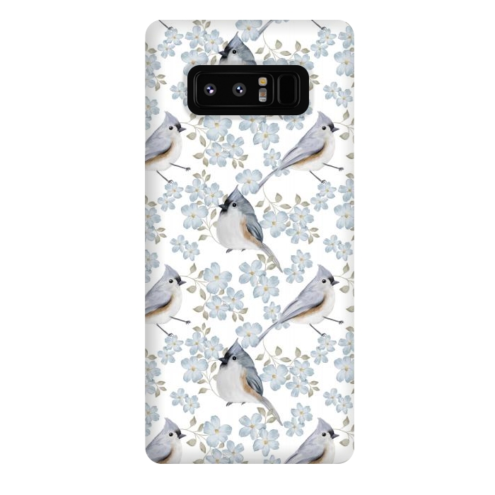 Galaxy Note 8 StrongFit tufted titmouse, white by Flowery Stories