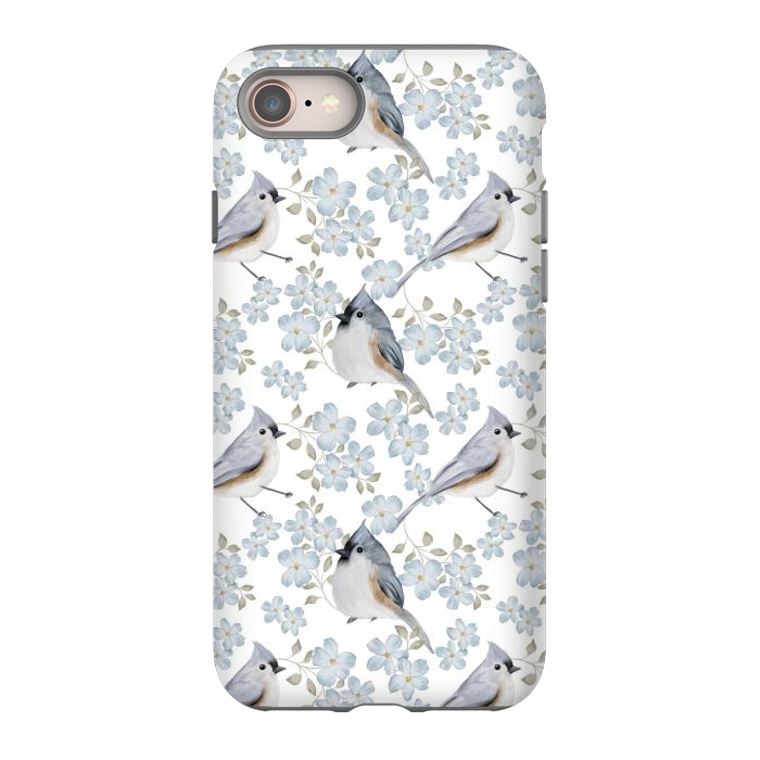 iPhone 8 StrongFit tufted titmouse, white by Flowery Stories