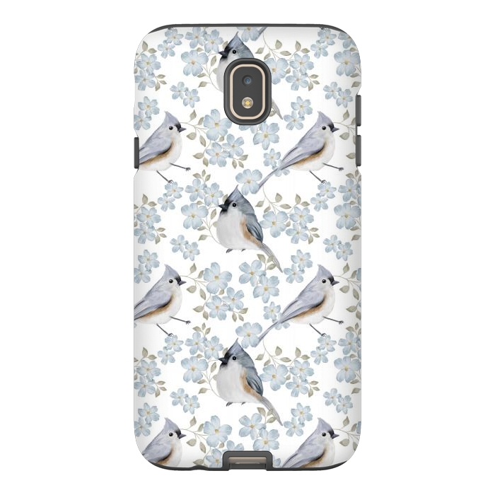 Galaxy J7 StrongFit tufted titmouse, white by Flowery Stories
