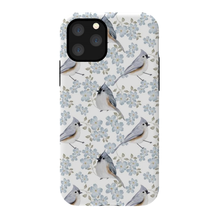 iPhone 11 Pro StrongFit tufted titmouse, white by Flowery Stories