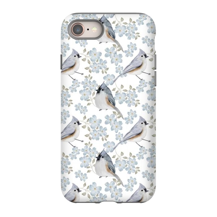 iPhone SE StrongFit tufted titmouse, white by Flowery Stories