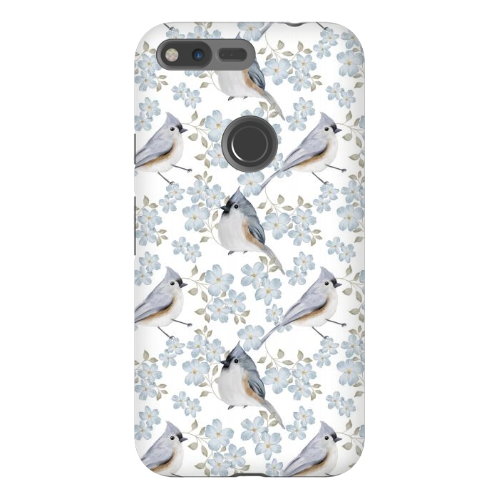 Pixel XL StrongFit tufted titmouse, white by Flowery Stories