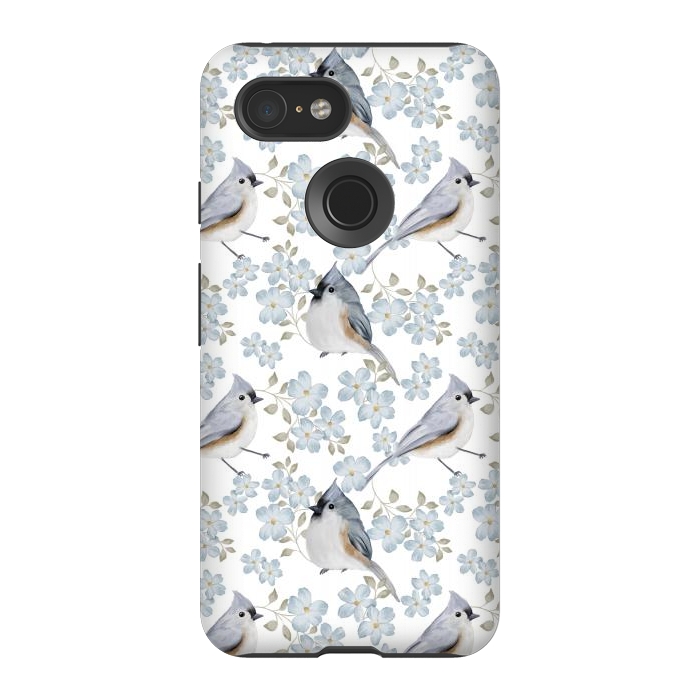 Pixel 3 StrongFit tufted titmouse, white by Flowery Stories