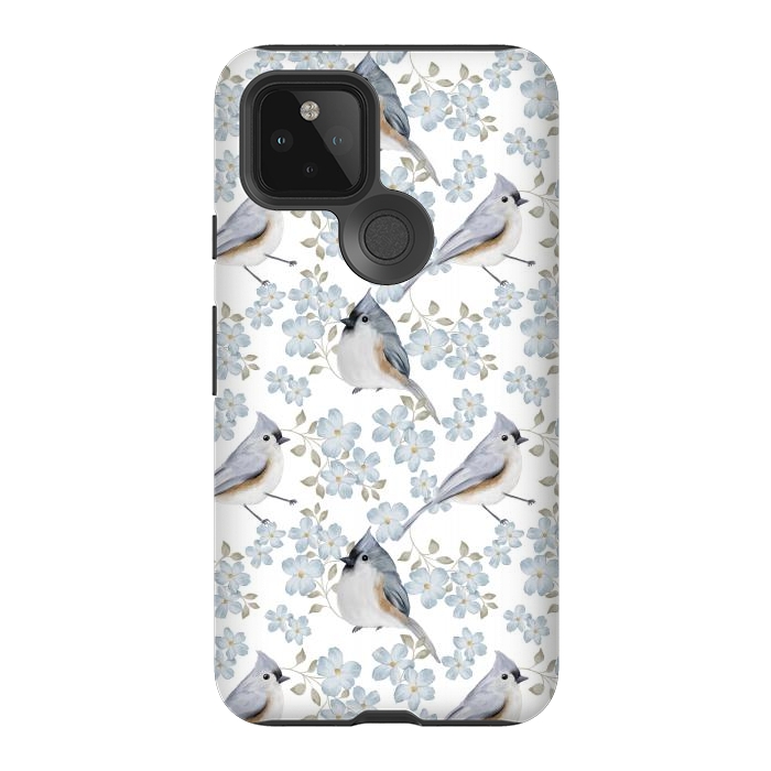 Pixel 5 StrongFit tufted titmouse, white by Flowery Stories
