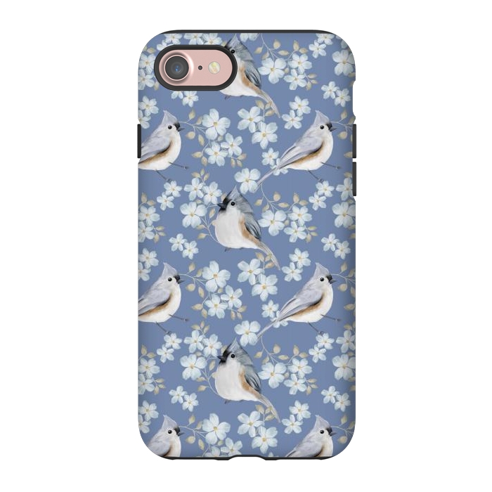 iPhone 7 StrongFit tufted titmouse, blue by Flowery Stories