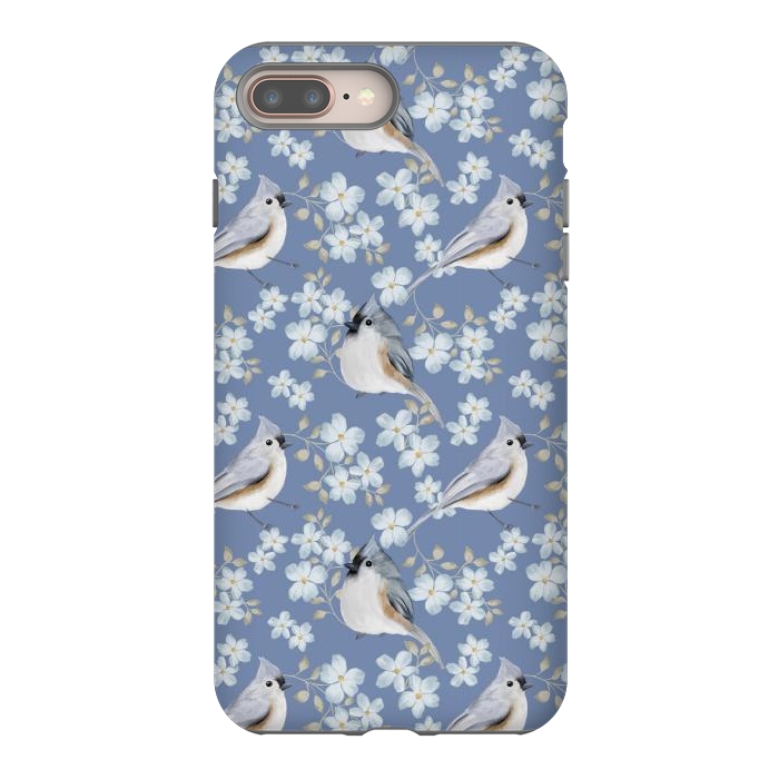 iPhone 7 plus StrongFit tufted titmouse, blue by Flowery Stories