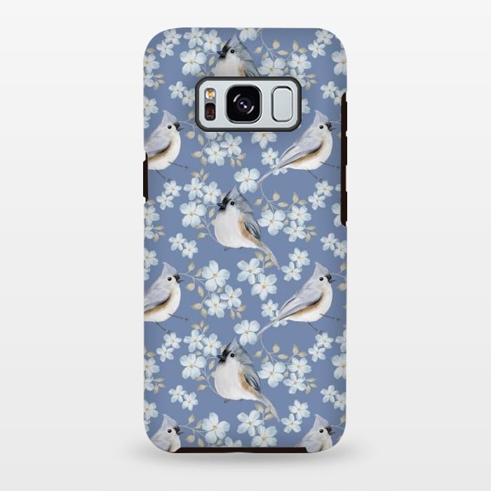Galaxy S8 plus StrongFit tufted titmouse, blue by Flowery Stories