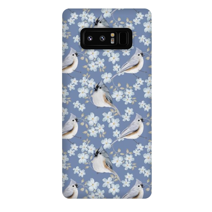 Galaxy Note 8 StrongFit tufted titmouse, blue by Flowery Stories