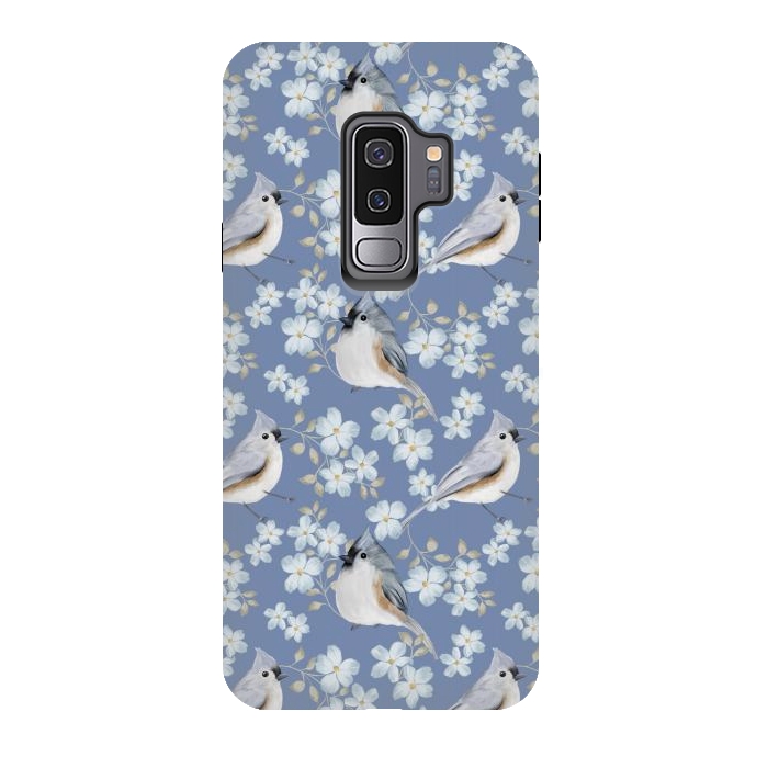Galaxy S9 plus StrongFit tufted titmouse, blue by Flowery Stories
