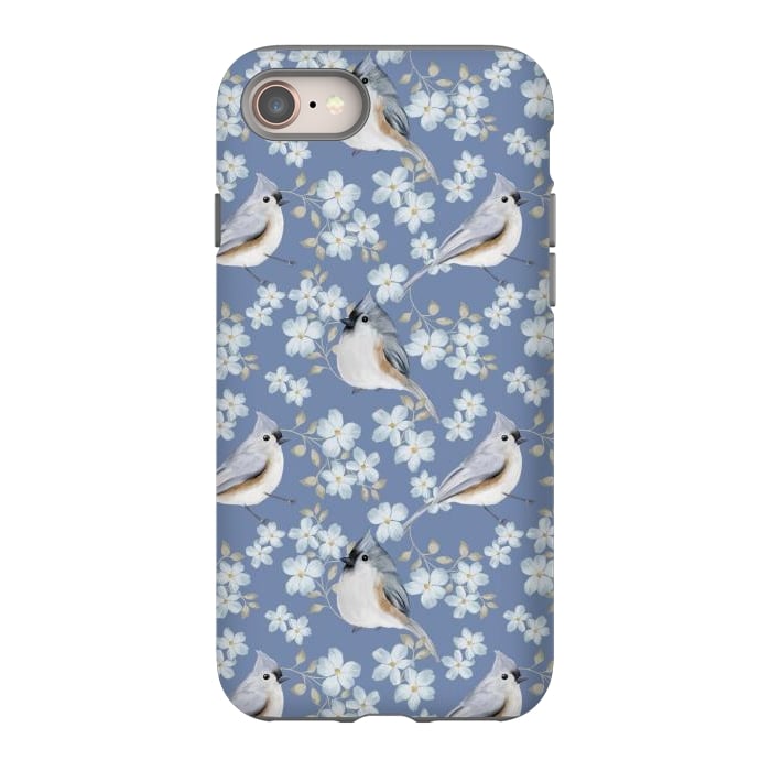 iPhone 8 StrongFit tufted titmouse, blue by Flowery Stories