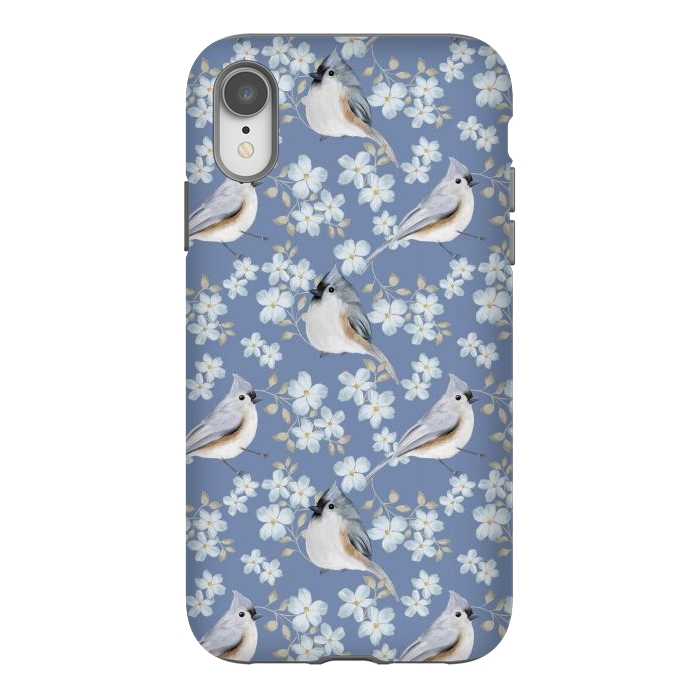 iPhone Xr StrongFit tufted titmouse, blue by Flowery Stories