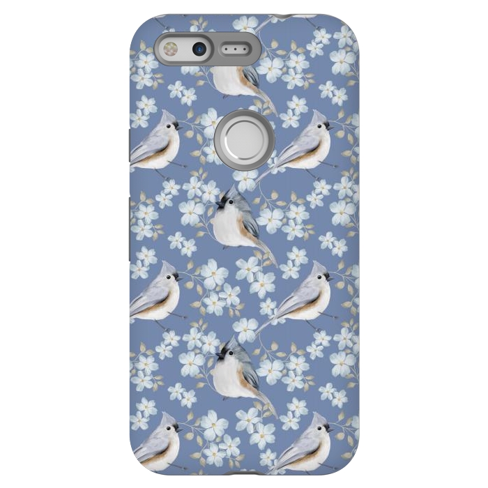Pixel StrongFit tufted titmouse, blue by Flowery Stories