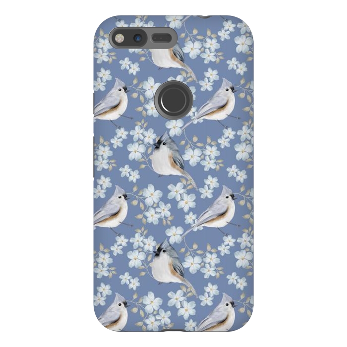 Pixel XL StrongFit tufted titmouse, blue by Flowery Stories