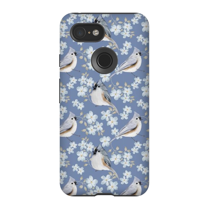 Pixel 3 StrongFit tufted titmouse, blue by Flowery Stories