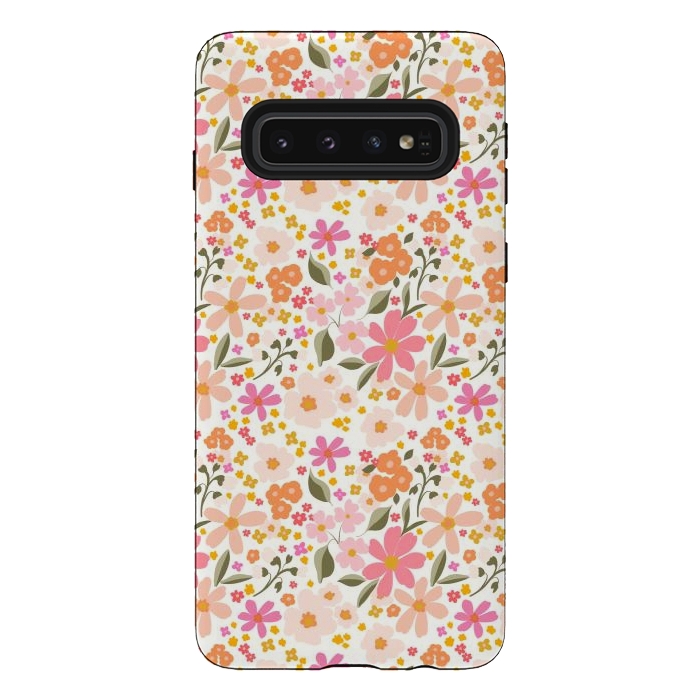 Galaxy S10 StrongFit Flowery, white by Flowery Stories