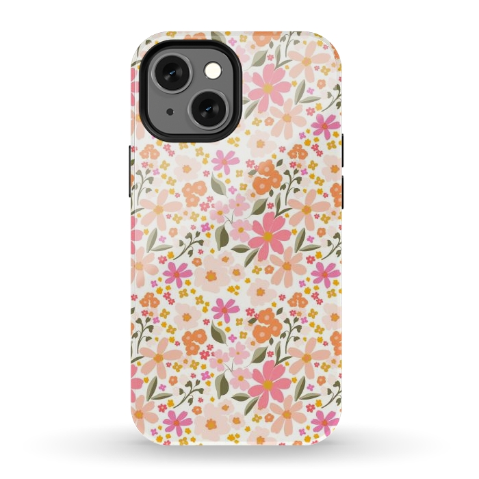 iPhone 13 mini StrongFit Flowery, white by Flowery Stories