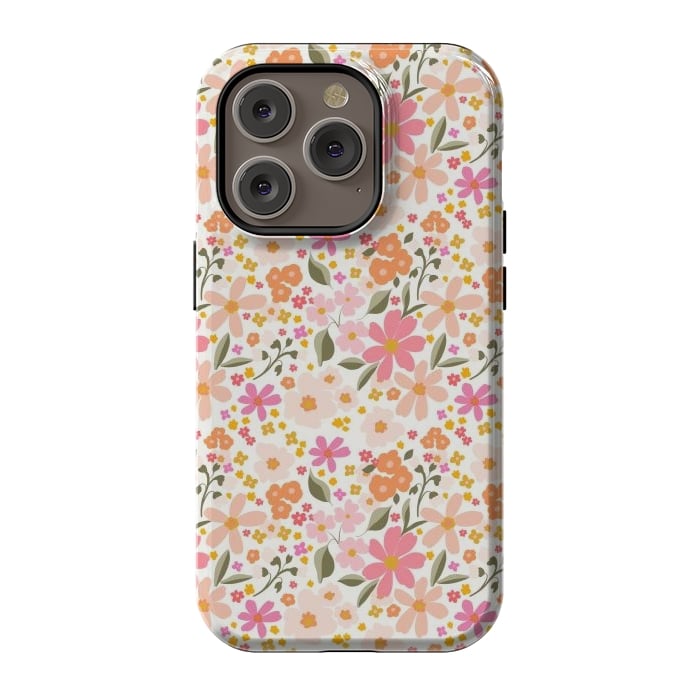 iPhone 14 Pro StrongFit Flowery, white by Flowery Stories