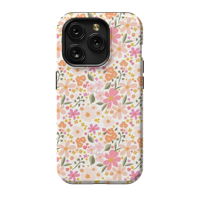 iPhone 15 Pro StrongFit Flowery, white by Flowery Stories