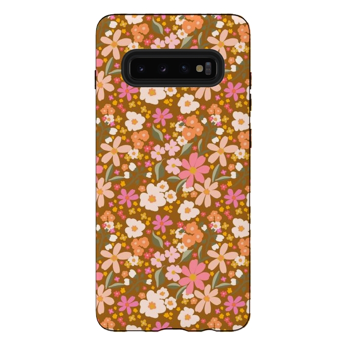 Galaxy S10 plus StrongFit Flowery, rust by Flowery Stories