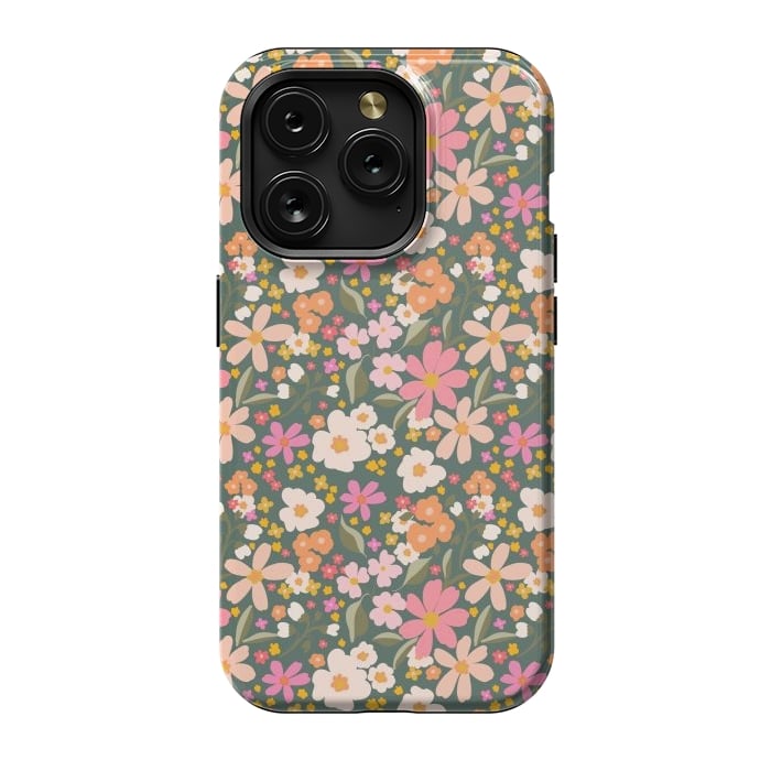 iPhone 15 Pro StrongFit Flowery, green by Flowery Stories