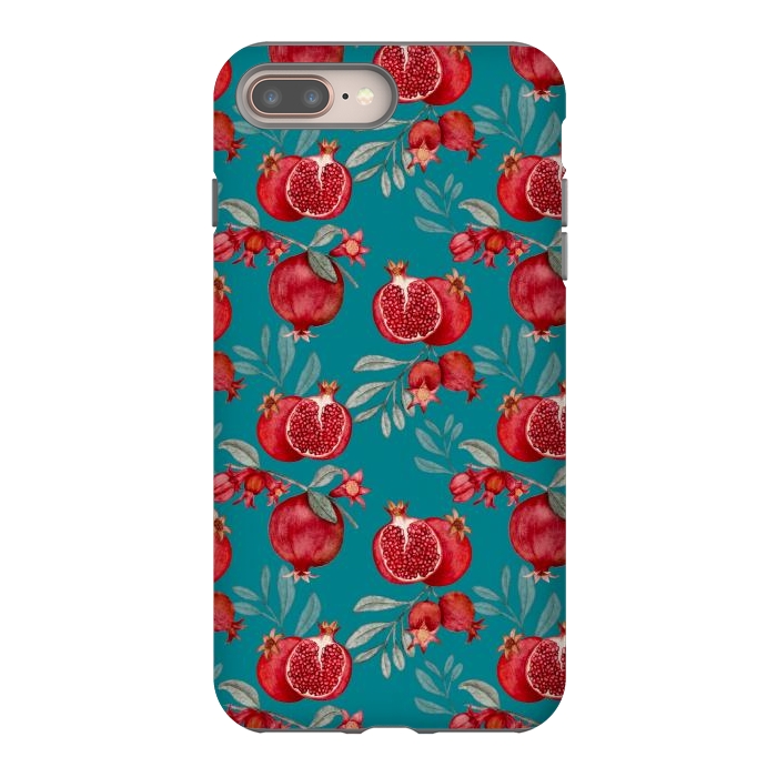 iPhone 7 plus StrongFit Pomegranates, dark teal by Flowery Stories
