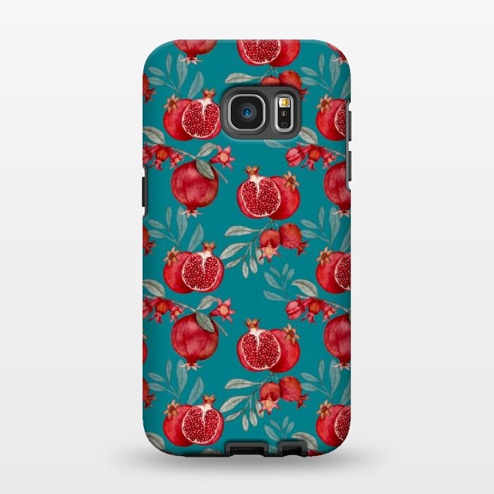 Galaxy S7 EDGE StrongFit Pomegranates, dark teal by Flowery Stories