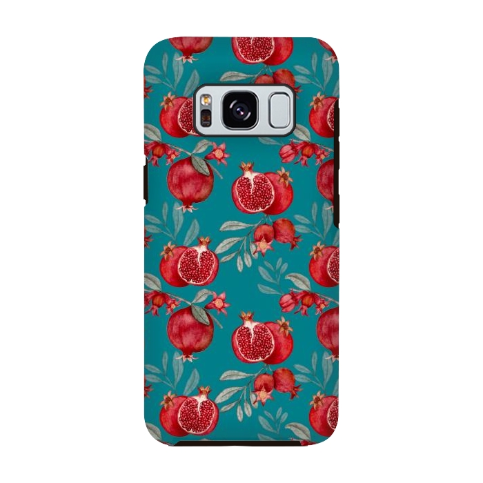 Galaxy S8 StrongFit Pomegranates, dark teal by Flowery Stories