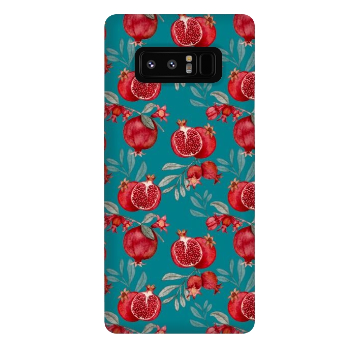 Galaxy Note 8 StrongFit Pomegranates, dark teal by Flowery Stories