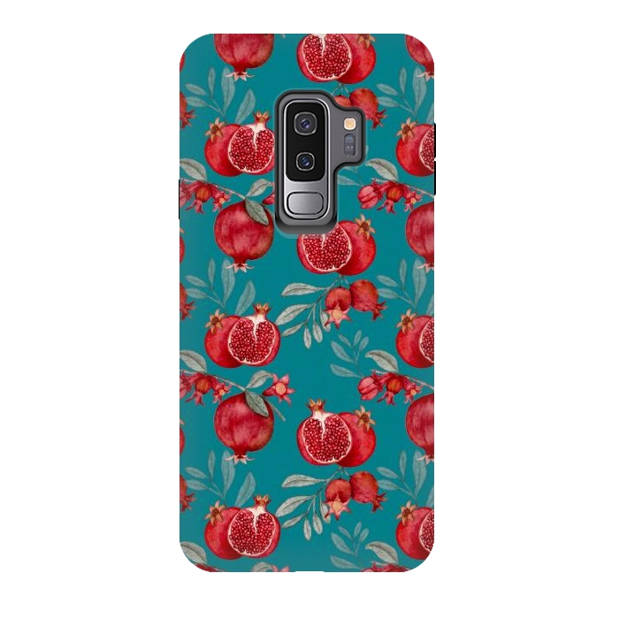 Galaxy S9 plus StrongFit Pomegranates, dark teal by Flowery Stories
