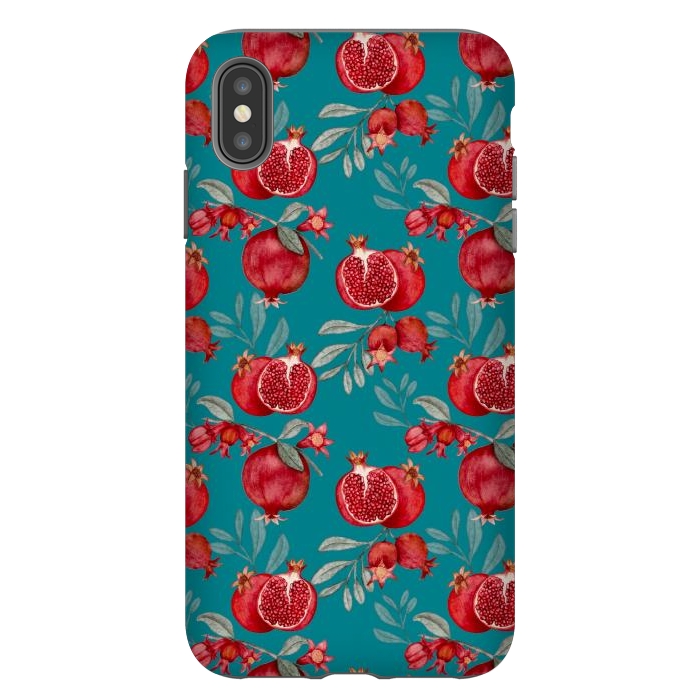 iPhone Xs Max StrongFit Pomegranates, dark teal by Flowery Stories
