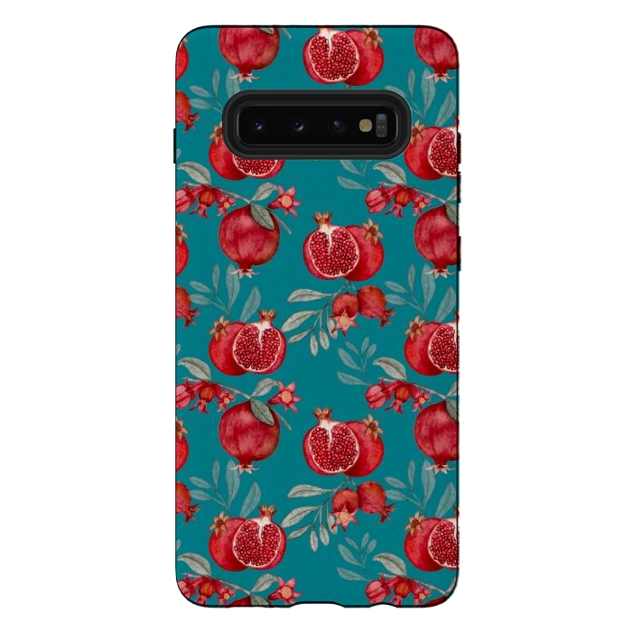 Galaxy S10 plus StrongFit Pomegranates, dark teal by Flowery Stories