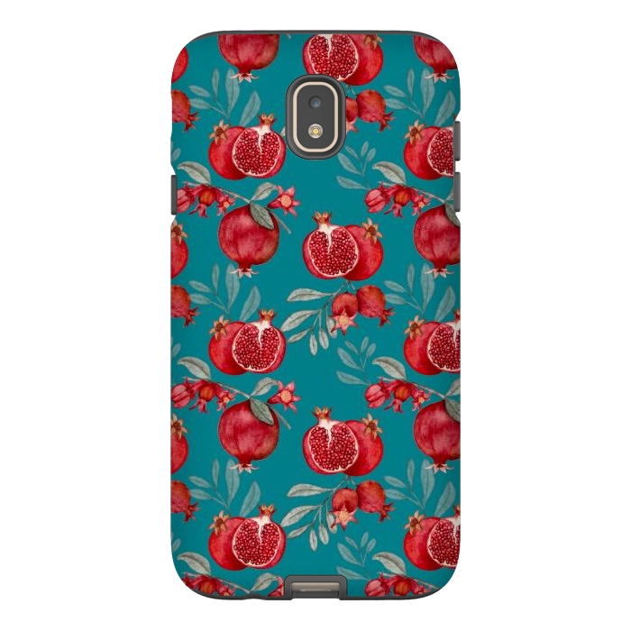 Galaxy J7 StrongFit Pomegranates, dark teal by Flowery Stories