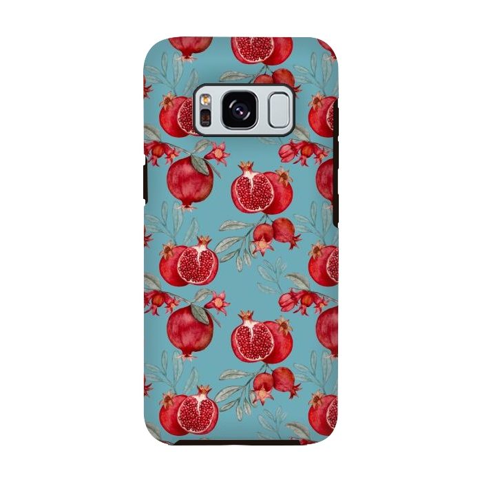 Galaxy S8 StrongFit Pomegranates, light teal by Flowery Stories