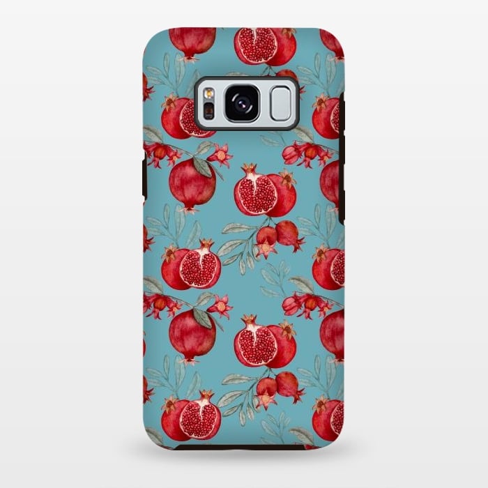 Galaxy S8 plus StrongFit Pomegranates, light teal by Flowery Stories